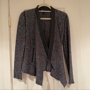 Generation Love Grey Tweed Jacket with Leather Detail